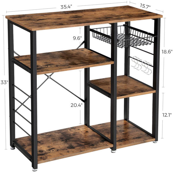 17 Stories Irvine 35.4'' Steel Standard Baker's Rack with Microwave